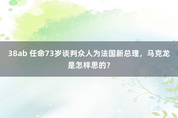 38ab 任命73岁谈判众人为法国新总理，马克龙是怎样思的？