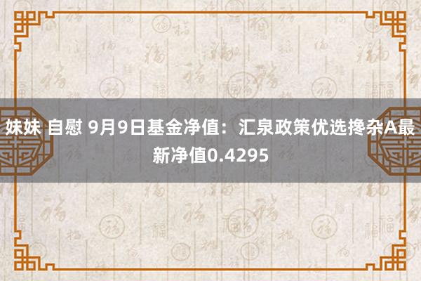 妹妹 自慰 9月9日基金净值：汇泉政策优选搀杂A最新净值0.4295