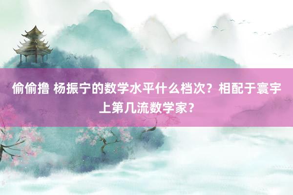 偷偷撸 杨振宁的数学水平什么档次？相配于寰宇上第几流数学家？