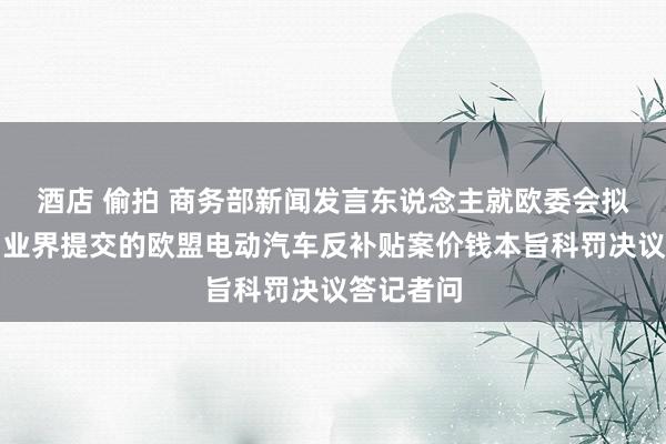 酒店 偷拍 商务部新闻发言东说念主就欧委会拟阻隔中国业界提交的欧盟电动汽车反补贴案价钱本旨科罚决议答记者问