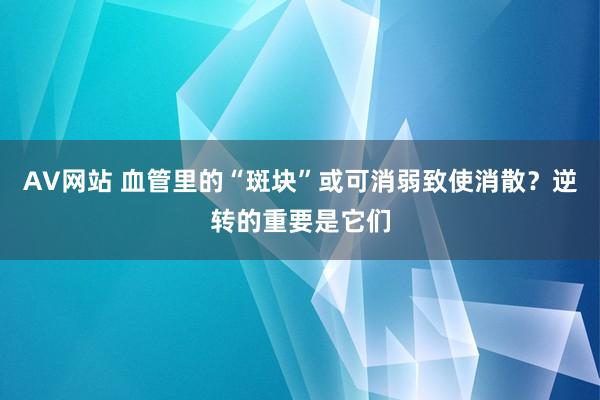 AV网站 血管里的“斑块”或可消弱致使消散？逆转的重要是它们