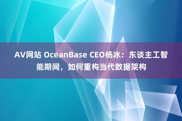 AV网站 OceanBase CEO杨冰：东谈主工智能期间，如何重构当代数据架构