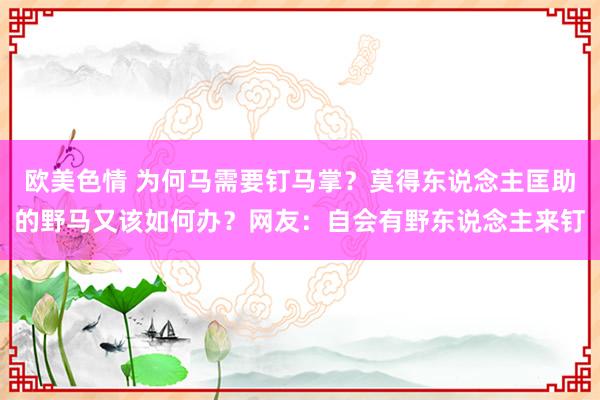 欧美色情 为何马需要钉马掌？莫得东说念主匡助的野马又该如何办？网友：自会有野东说念主来钉