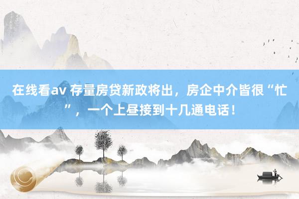 在线看av 存量房贷新政将出，房企中介皆很“忙”，一个上昼接到十几通电话！