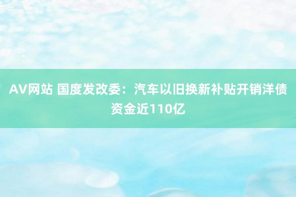 AV网站 国度发改委：汽车以旧换新补贴开销洋债资金近110亿