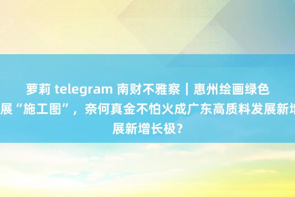 萝莉 telegram 南财不雅察｜惠州绘画绿色低碳发展“施工图”，奈何真金不怕火成广东高质料发展新增长极？