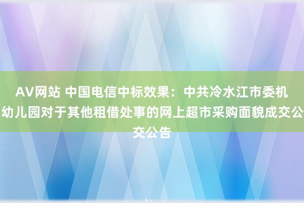 AV网站 中国电信中标效果：中共冷水江市委机关幼儿园对于其他租借处事的网上超市采购面貌成交公告