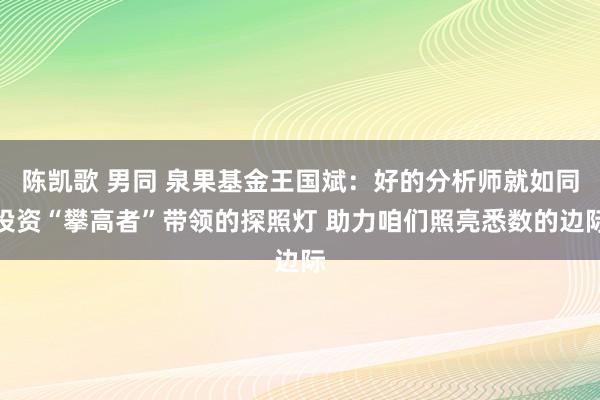 陈凯歌 男同 泉果基金王国斌：好的分析师就如同投资“攀高者”带领的探照灯 助力咱们照亮悉数的边际