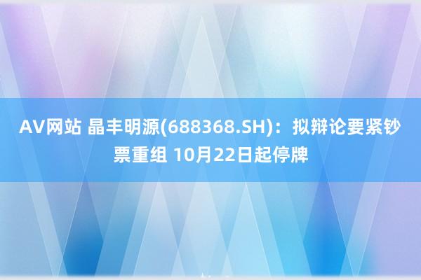 AV网站 晶丰明源(688368.SH)：拟辩论要紧钞票重组 10月22日起停牌