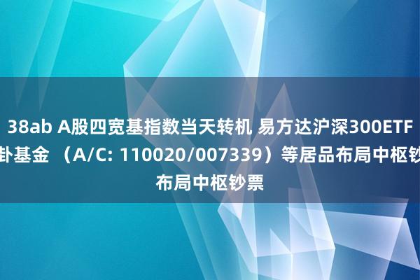 38ab A股四宽基指数当天转机 易方达沪深300ETF蛊卦基金 （A/C: 110020/007339）等居品布局中枢钞票