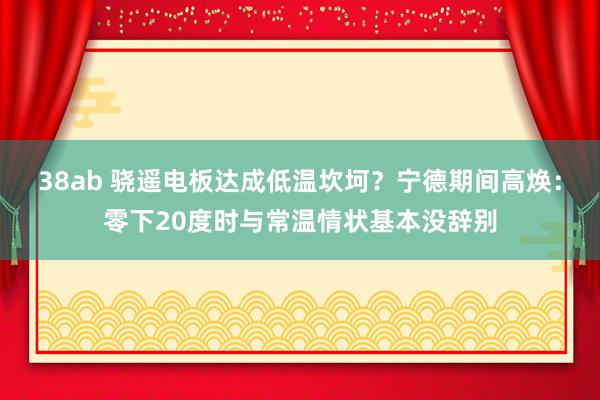 38ab 骁遥电板达成低温坎坷？宁德期间高焕：零下20度时与常温情状基本没辞别