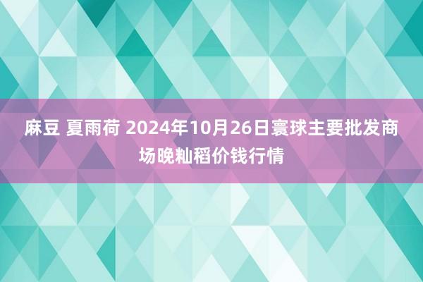 麻豆 夏雨荷 2024年10月26日寰球主要批发商场晚籼稻价钱行情