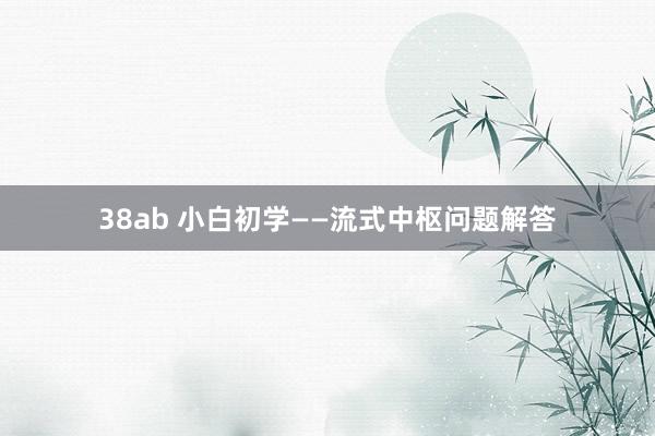 38ab 小白初学——流式中枢问题解答