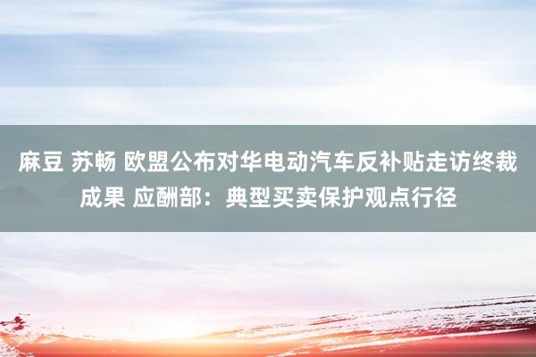 麻豆 苏畅 欧盟公布对华电动汽车反补贴走访终裁成果 应酬部：典型买卖保护观点行径