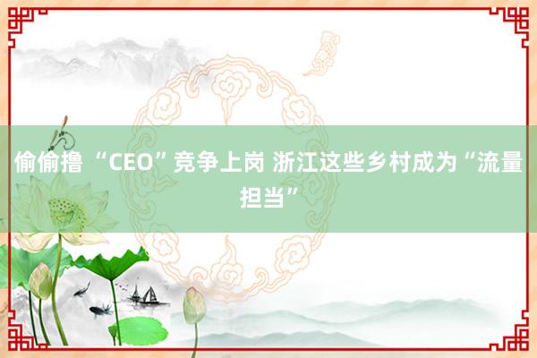 偷偷撸 “CEO”竞争上岗 浙江这些乡村成为“流量担当”