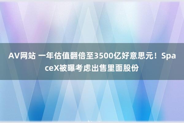 AV网站 一年估值翻倍至3500亿好意思元！SpaceX被曝考虑出售里面股份