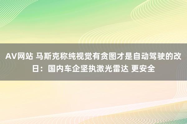 AV网站 马斯克称纯视觉有贪图才是自动驾驶的改日：国内车企坚执激光雷达 更安全