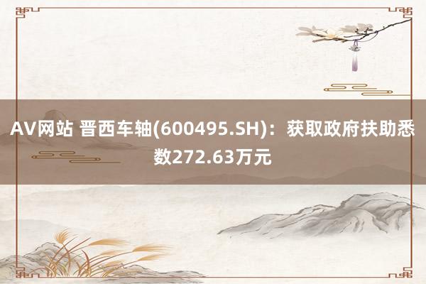 AV网站 晋西车轴(600495.SH)：获取政府扶助悉数272.63万元