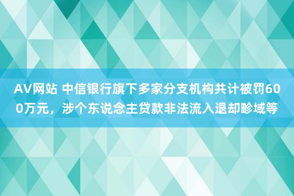 AV网站 中信银行旗下多家分支机构共计被罚600万元，涉个东说念主贷款非法流入退却畛域等