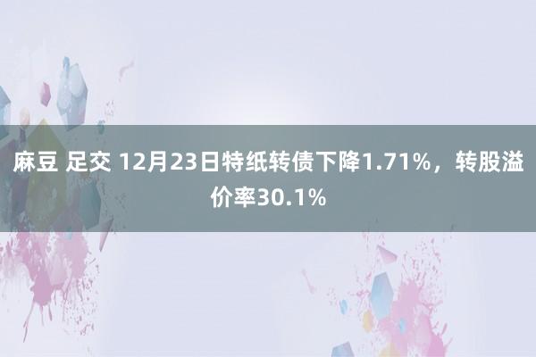 麻豆 足交 12月23日特纸转债下降1.71%，转股溢价率30.1%