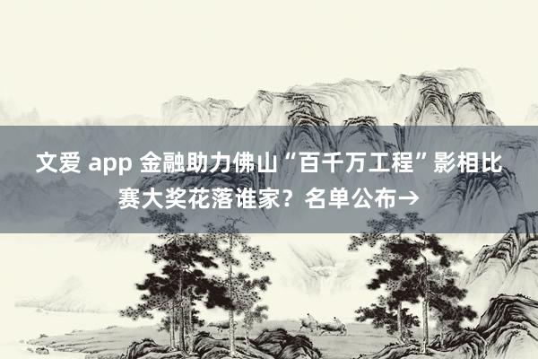 文爱 app 金融助力佛山“百千万工程”影相比赛大奖花落谁家？名单公布→