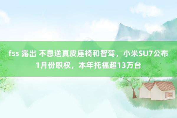 fss 露出 不息送真皮座椅和智驾，小米SU7公布1月份职权，本年托福超13万台