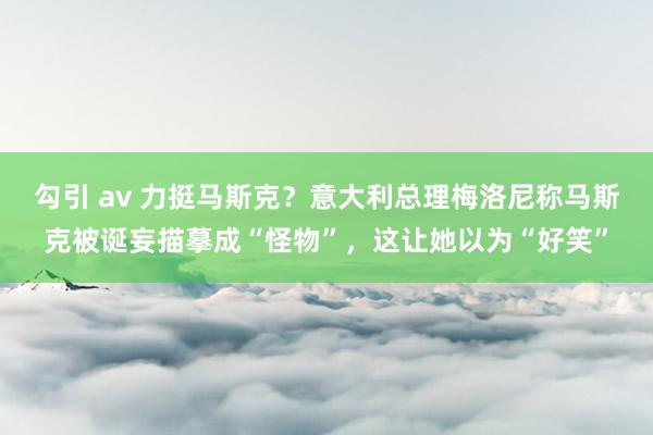 勾引 av 力挺马斯克？意大利总理梅洛尼称马斯克被诞妄描摹成“怪物”，这让她以为“好笑”