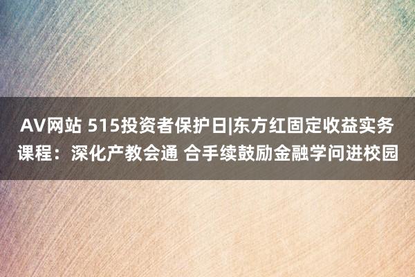 AV网站 515投资者保护日|东方红固定收益实务课程：深化产教会通 合手续鼓励金融学问进校园